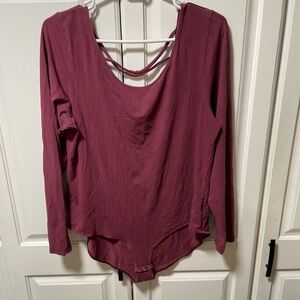 Women’s American Eagle Cotton Stretch Long Sleeve Burgundy bodysuit XXL